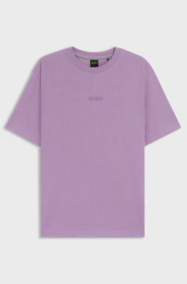 Cotton-jersey T-shirt with logo detail, Light Purple