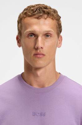 Cotton-jersey T-shirt with logo detail, Light Purple