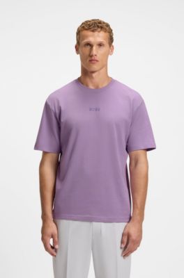 Cotton-jersey T-shirt with logo detail, Light Purple