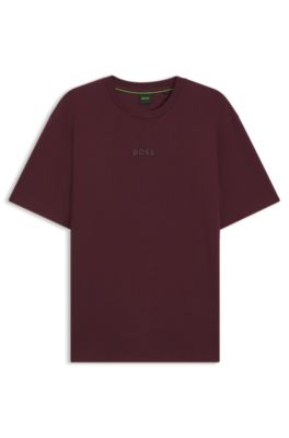 Cotton-jersey T-shirt with logo detail, Dark Red