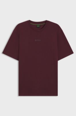 Cotton-jersey T-shirt with logo detail, Dark Red