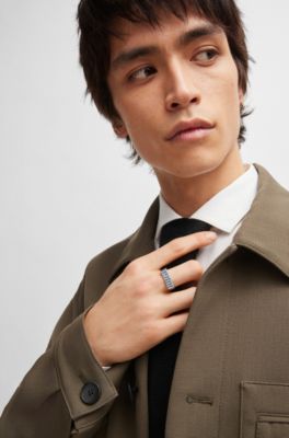 HUGO Steel ring with seasonal logo