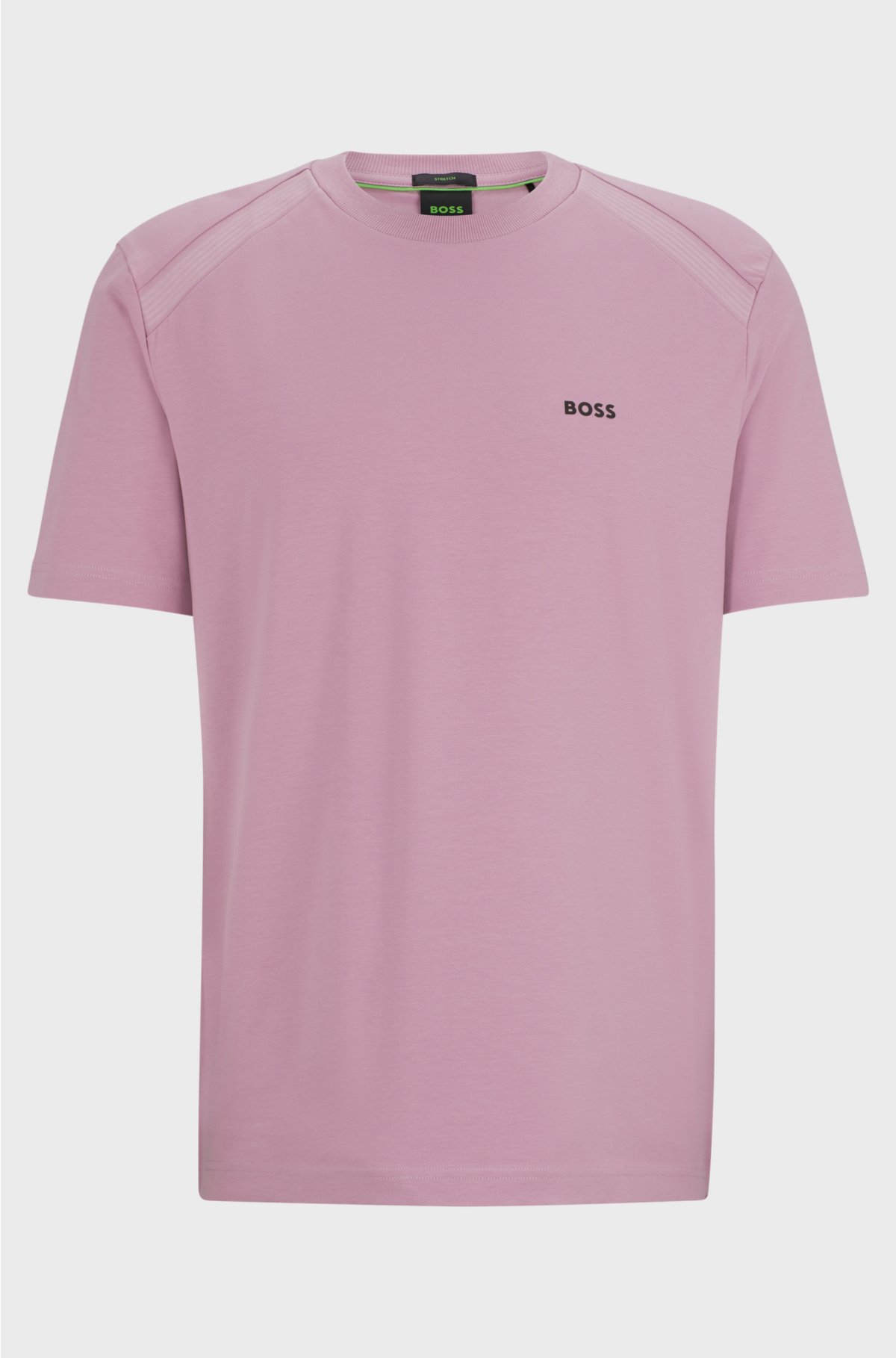 Stretch-cotton T-shirt with crew neckline and logo detail, Light Purple