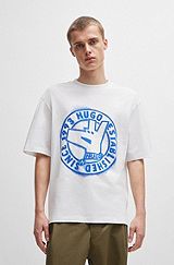 Cotton-jersey regular-fit T-shirt with signature artwork, White