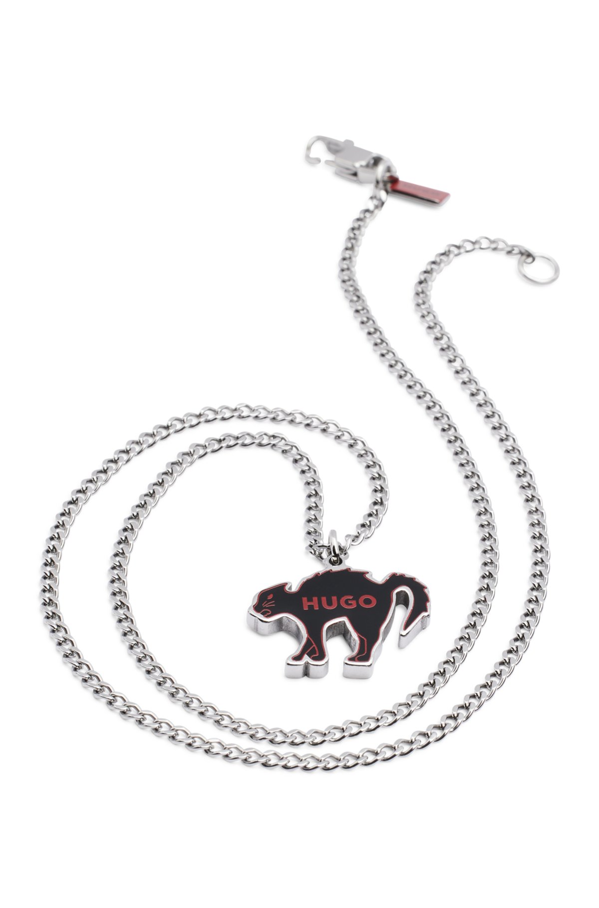 Chain necklace with branded pendant, Silver