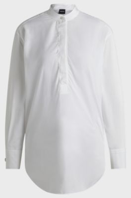 Relaxed-fit blouse in easy-iron poplin, White