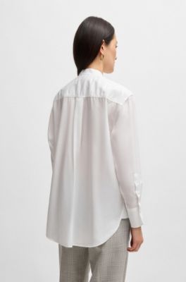 Relaxed-fit blouse in easy-iron poplin, White