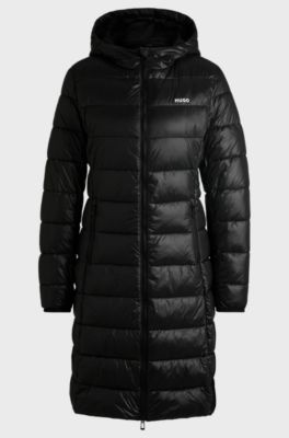 Water-repellent puffer jacket with logo detail, Black