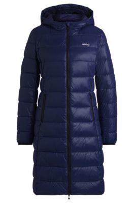 Water-repellent puffer jacket with logo detail, Dark Blue