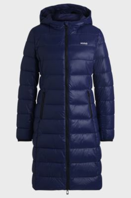 Water-repellent puffer jacket with logo detail, Dark Blue