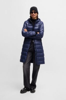 Water-repellent puffer jacket with logo detail, Dark Blue