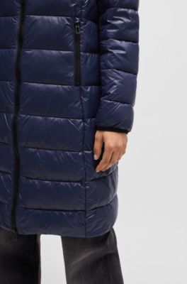 Water-repellent puffer jacket with logo detail, Dark Blue