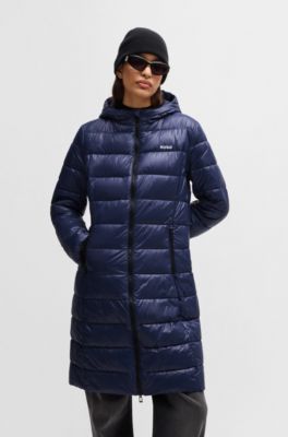 Water-repellent puffer jacket with logo detail, Dark Blue