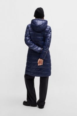 Water-repellent puffer jacket with logo detail, Dark Blue