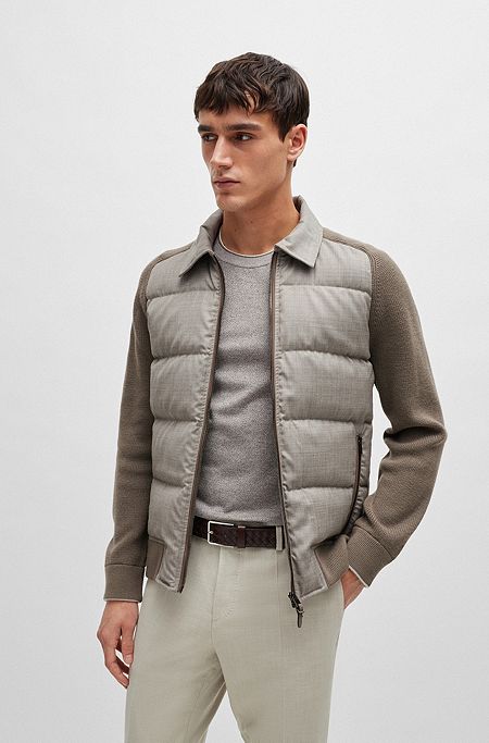 Hybrid jacket with goose down and feather filling, Khaki