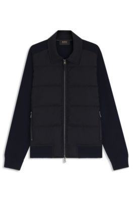Hybrid jacket with goose down and feather filling, Dark Blue