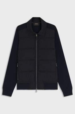 Hybrid jacket with goose down and feather filling, Dark Blue