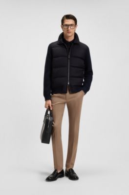 Hybrid jacket with goose down and feather filling, Dark Blue