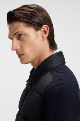 Hybrid jacket with goose down and feather filling, Dark Blue