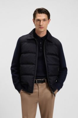 Hybrid jacket with goose down and feather filling, Dark Blue