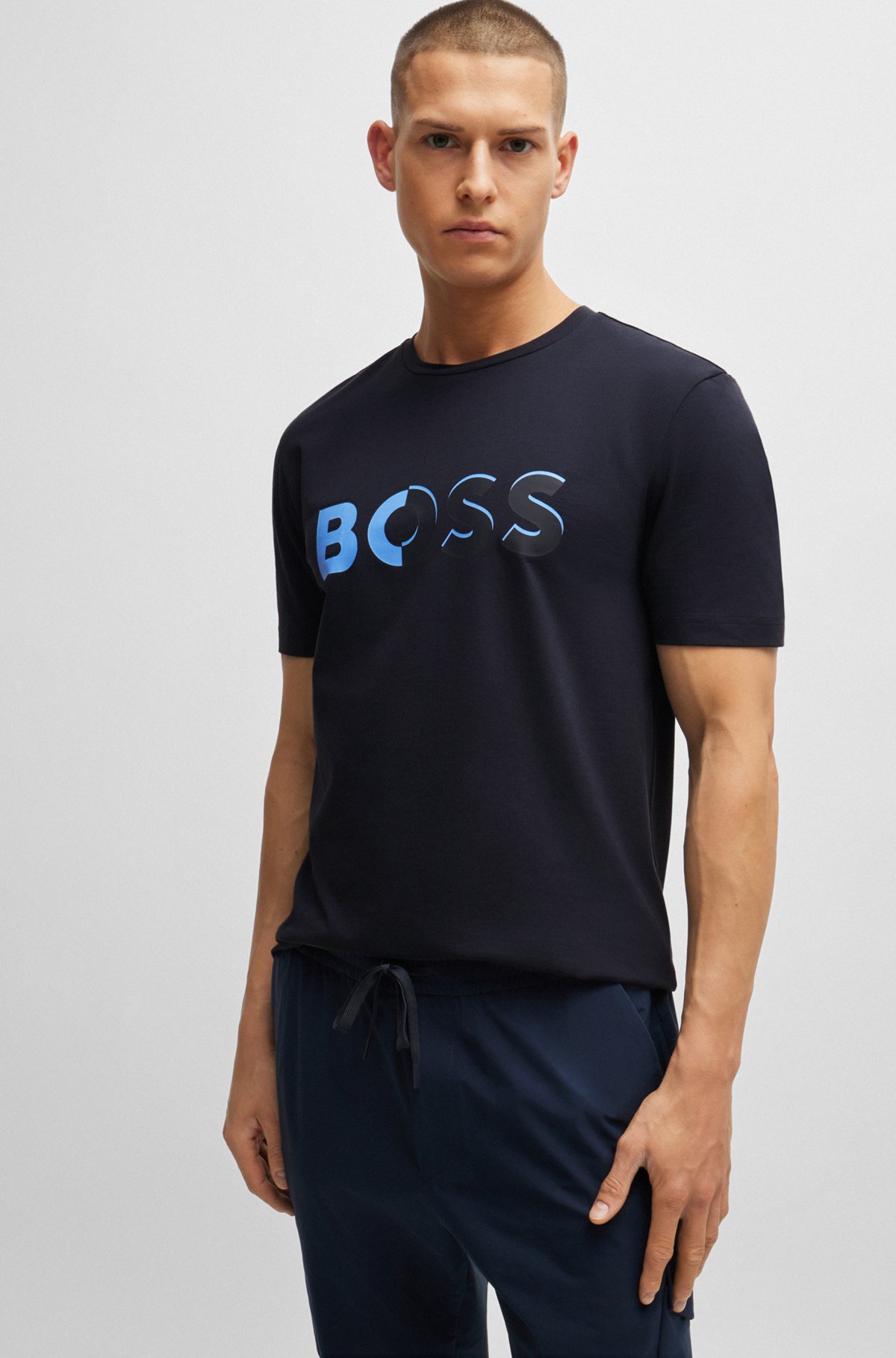 BOSS - Two-pack of stretch-cotton T-shirts with logo artwork