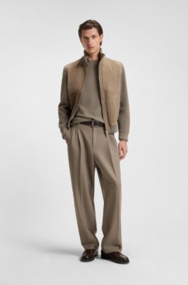 Regular-fit sweater with short sleeves and logo flag, Light Brown