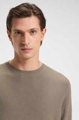 Regular-fit sweater with short sleeves and logo flag, Light Brown