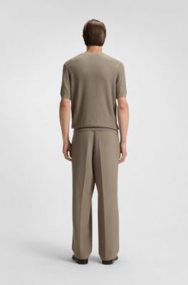 Regular-fit sweater with short sleeves and logo flag, Light Brown