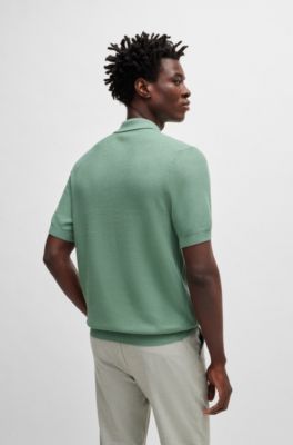 BOSS - Regular-Fit Strick-Poloshirt mit verschiedenen Strukturen