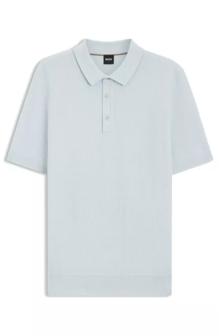 Regular-fit knit polo with mixed structures