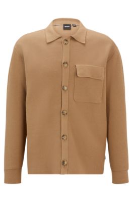 BOSS Relaxedfit knitted overshirt in cotton