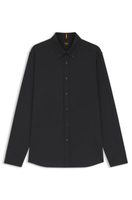 Regular-fit shirt in Oxford cotton, Black