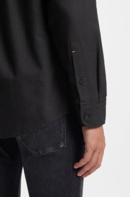 Regular-fit button-down shirt in Oxford cotton, Black