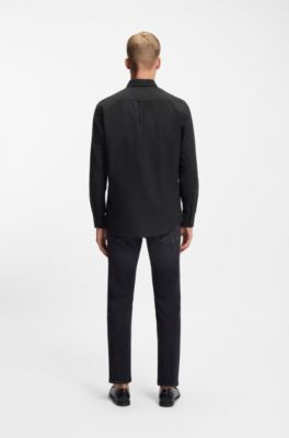 Regular-fit button-down shirt in Oxford cotton, Black