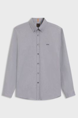 Regular-fit button-down shirt in Oxford cotton, Light Grey