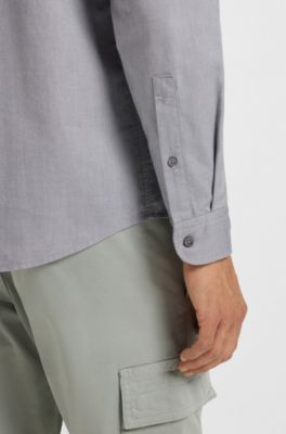 Regular-fit button-down shirt in Oxford cotton, Light Grey