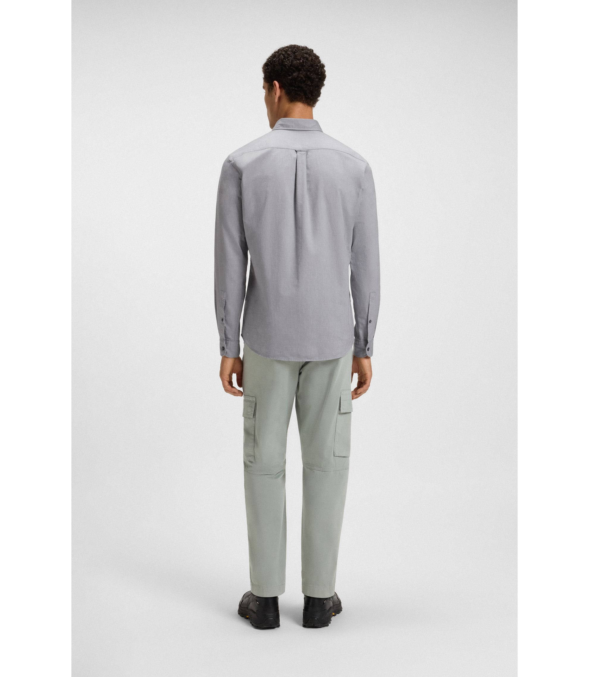 Chemise Hugo Boss Homme Gris Slim Fit - Taille US M / IT 50, 100% Coton, Neuve Sans étiquettes