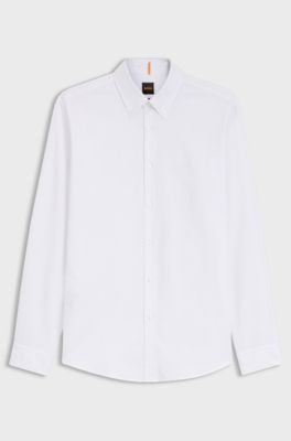 Regular-fit button-down shirt in Oxford cotton, White
