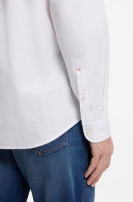 Camicia regular fit in cotone Oxford, Bianco