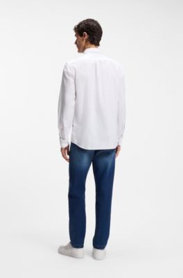 Camicia regular-fit in cotone Oxford con colletto button-down, Bianco