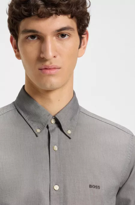 Regular-fit shirt in cotton with button-down collar
