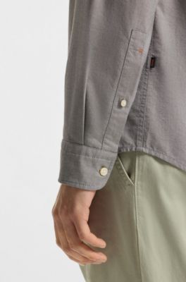 Regular-fit button-down shirt in Oxford cotton, Light Green