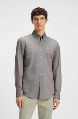Regular-fit button-down shirt in Oxford cotton, Light Green