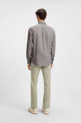 Regular-fit button-down shirt in Oxford cotton, Light Green