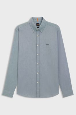 Regular-fit button-down shirt in Oxford cotton, Light Green