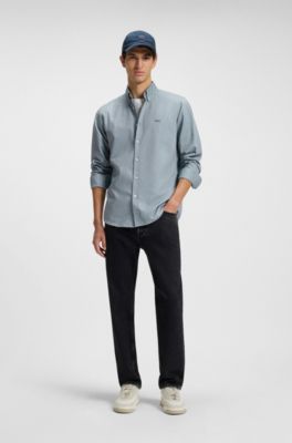 Regular-fit button-down shirt in Oxford cotton, Light Green