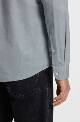 Regular-fit button-down shirt in Oxford cotton, Light Green