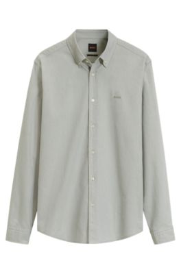 Regular-fit button-down shirt in Oxford cotton, Light Green
