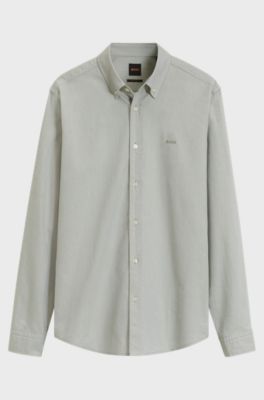 Regular-Fit Hemd aus Oxford-Baumwolle mit Button-Down-Kragen, Hellgr&uuml;n