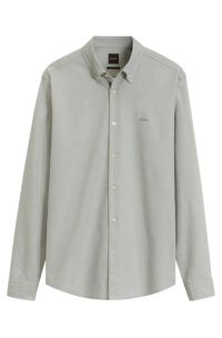 Regular-fit button-down shirt in Oxford cotton, Light Green